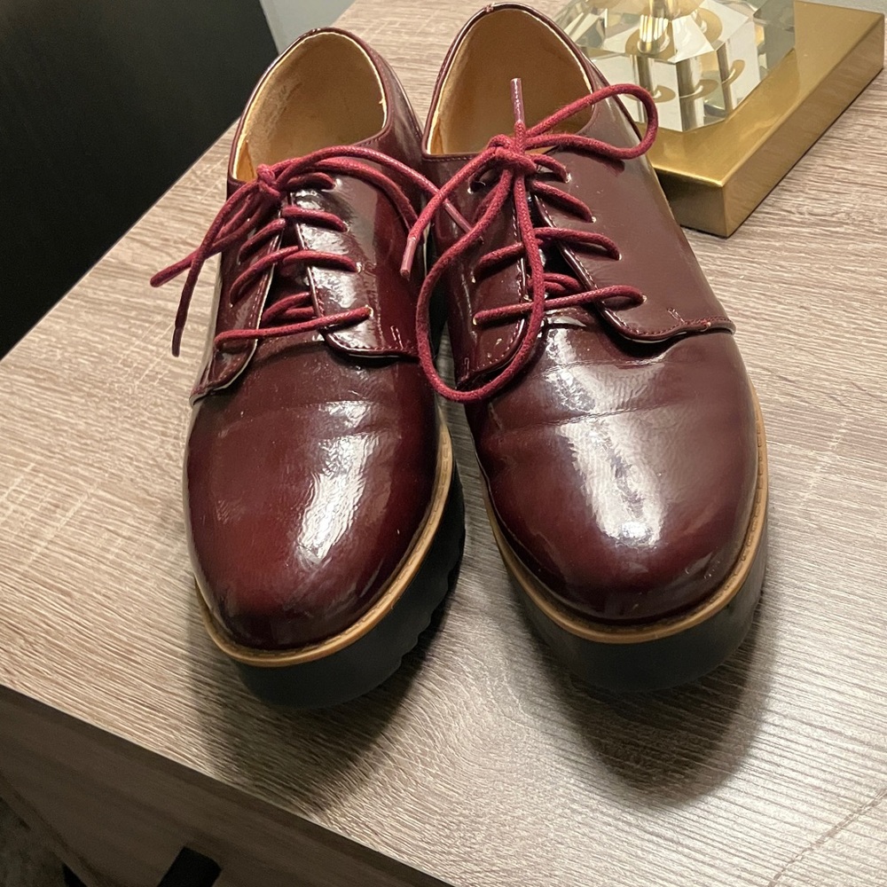 Chinese laundry Cecilia Oxford Burgundy Lace-Up Platform Shoes - Picture 4 of 8